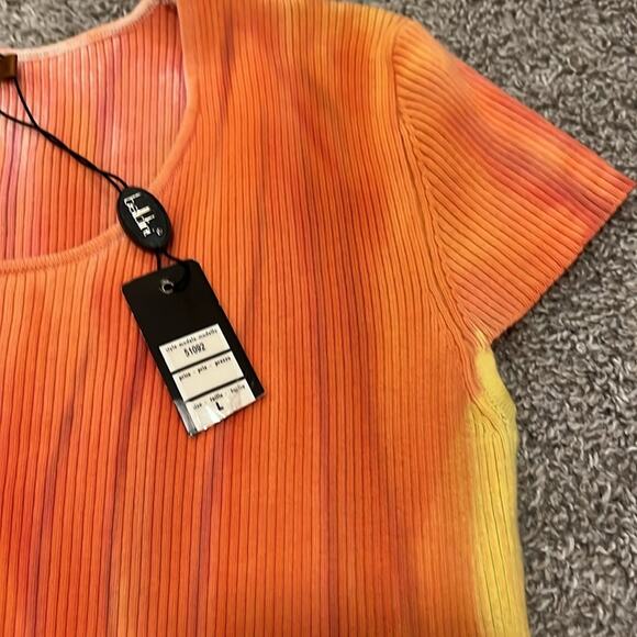 NWT Belldini Top Large Shirt Embellished Orange Tye Dye Boho‎ Embroidered Floral - Picture 5 of 16